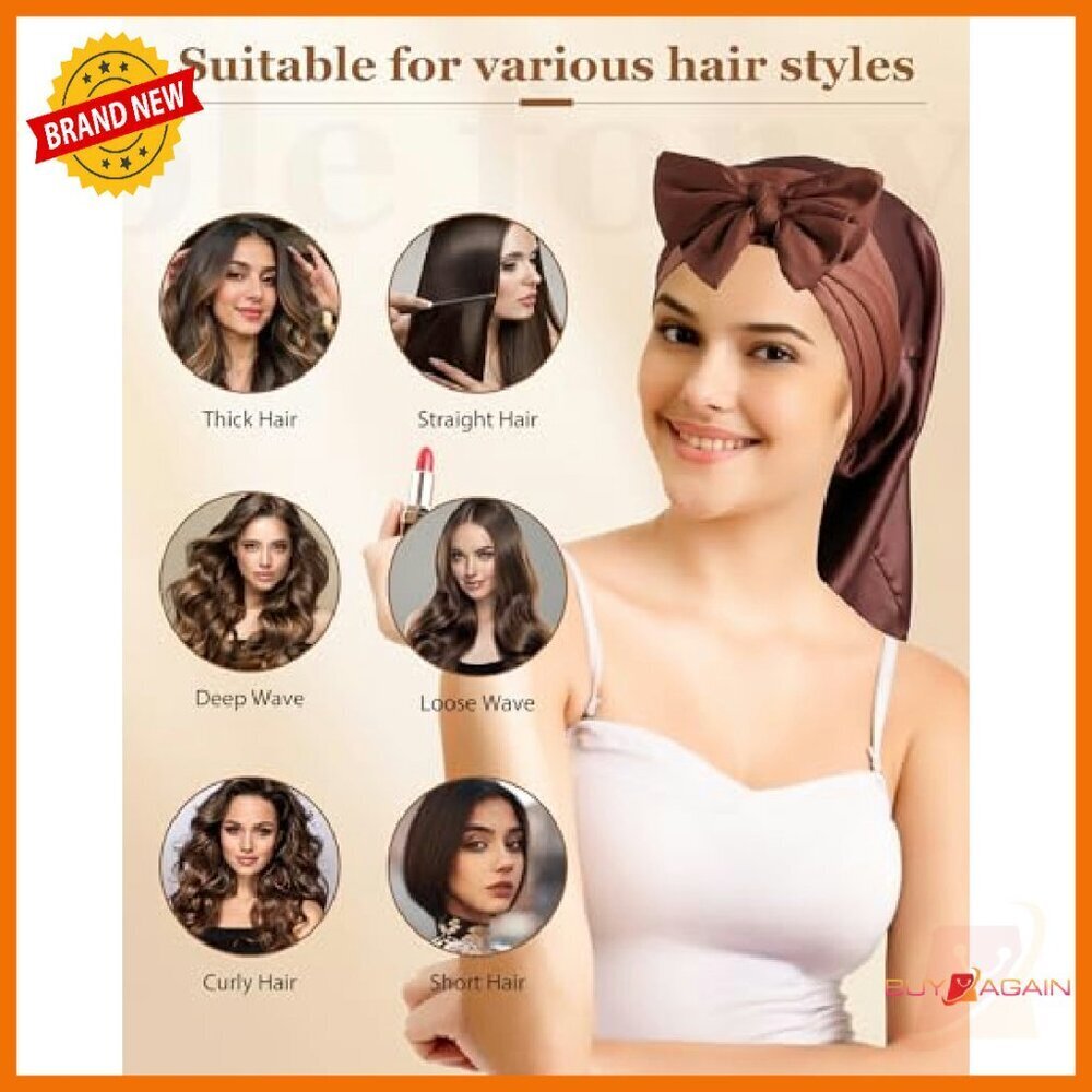100% Mulberry Silk Sleeping Bonnet for Long Hair, Adjustable Elastic Band - Picture 6 of 8